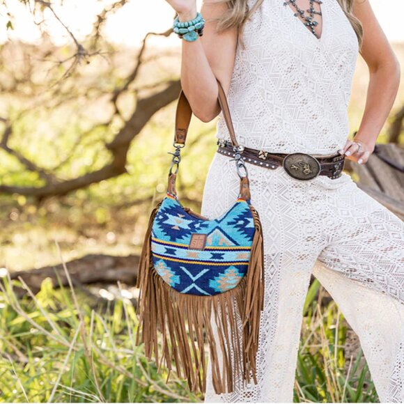 STS Ranchwear Handbags - STS Ranchwear Mojave Sky Nellie Leather Fringe Bag Purse Western Handbag NEW